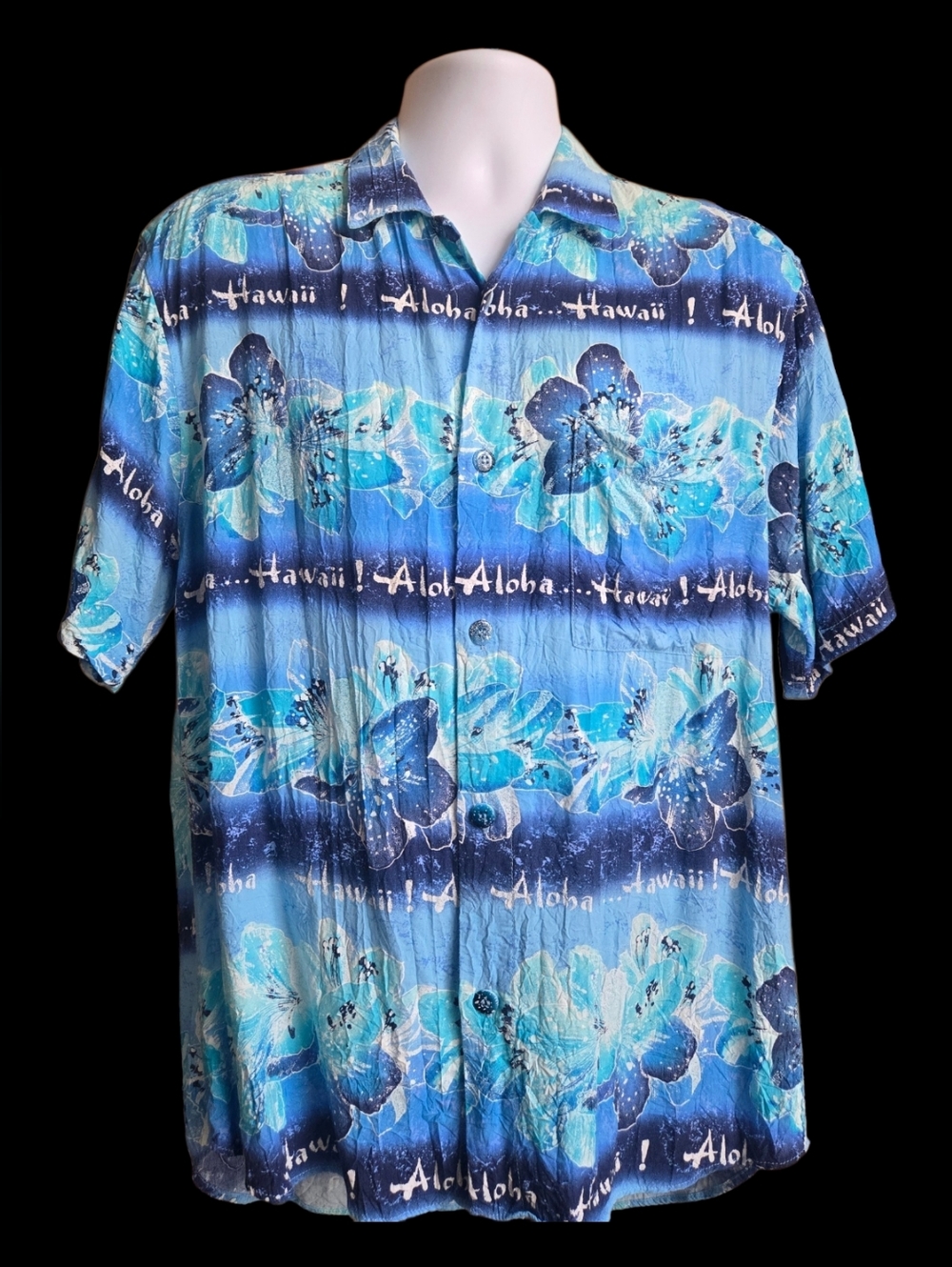 Jams World Blue Hawaii Print Aloha Shirt